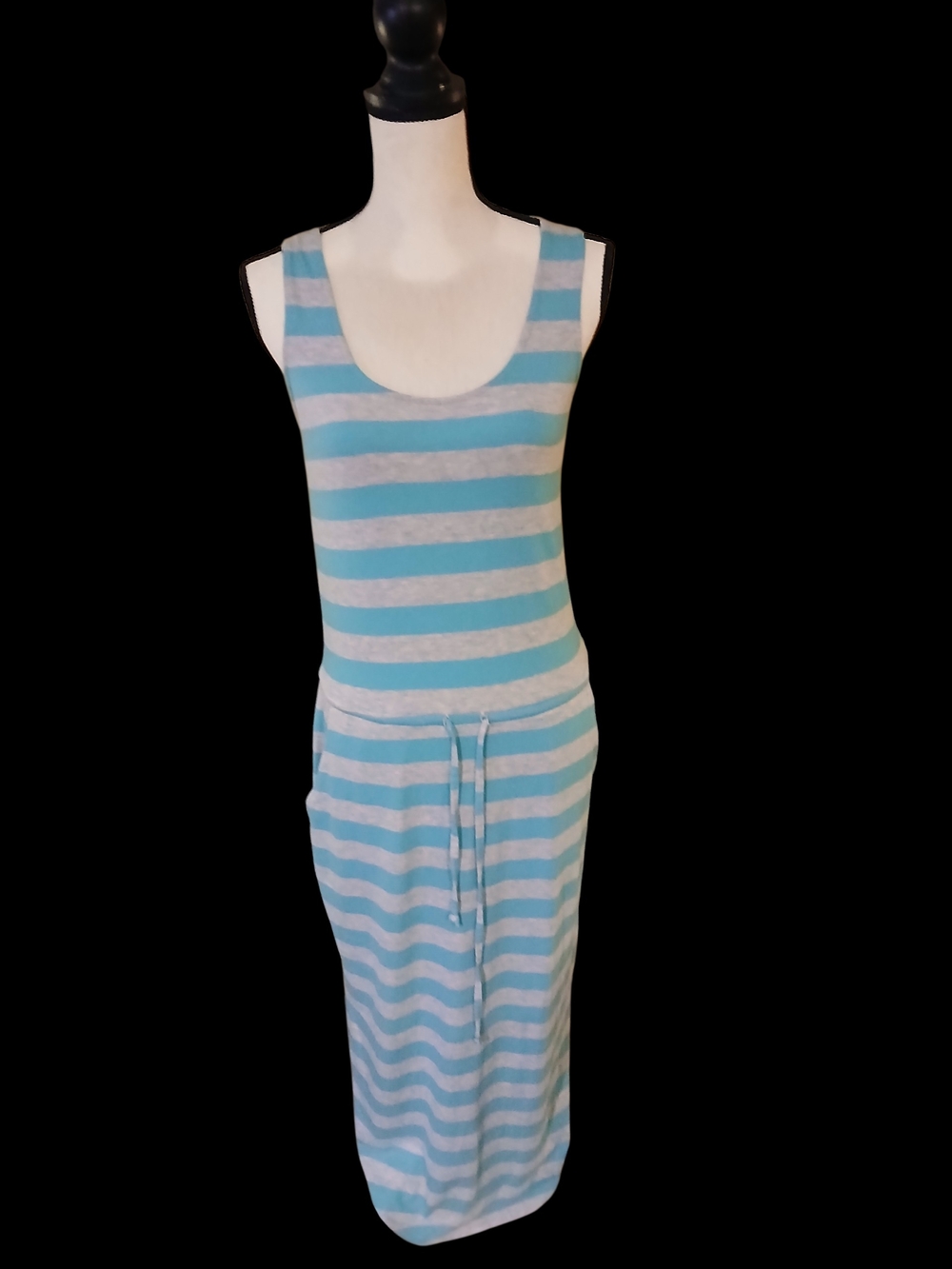 Poof Excellence Blue and White Striped Maxi Dress